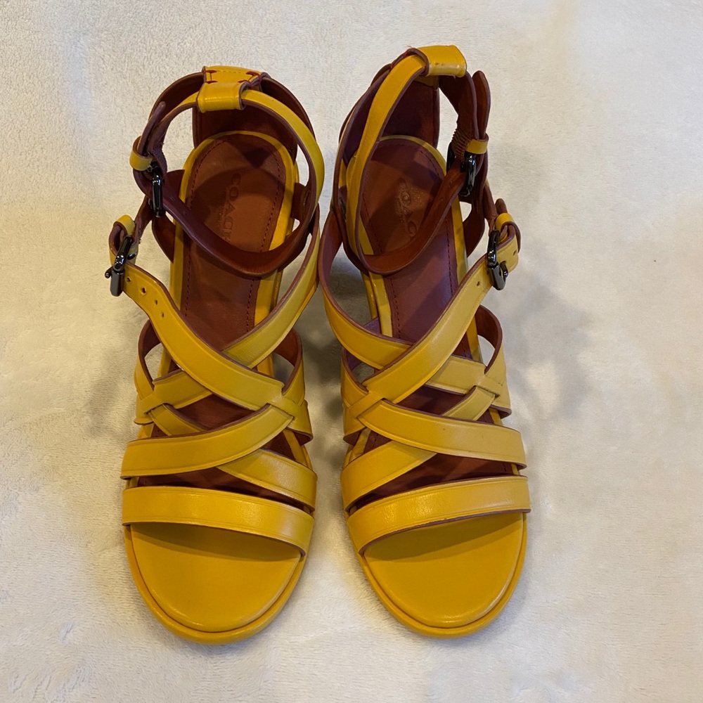 Coach Open-toe Strap Wedge Heels; Sz. 8